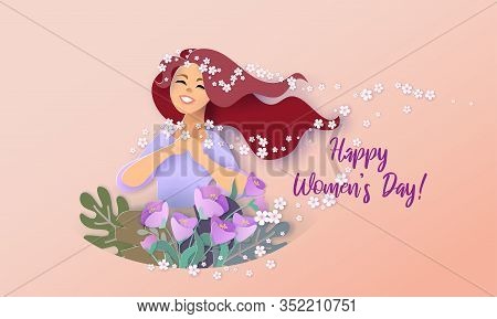 Card For 8 March Happy Womens Day Paper Cut Style