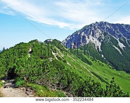 Alpine Mountain Peaks Gamsgrat And Raucher Berg Over The Malbuntal Alpine Valley And In The Liechten