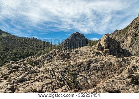 Panoramic View Of Rocks - Los Roques In La Gomera Island. A Volcanic Plug, Also Called A Volcanic Ne