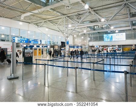 Athens, Greece - February, 11 2020: Athens International Airport Eleftherios Venizelos. Passengers I