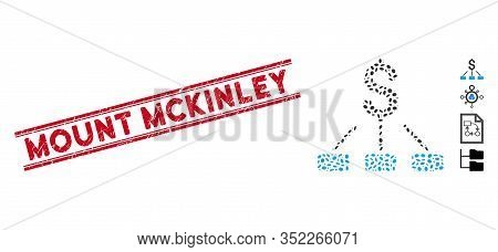 Grunge Red Stamp Watermark With Mount Mckinley Phrase Inside Double Parallel Lines, And Mosaic Finan