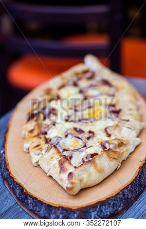 Pide Turkish Delight With Sucuk And Cheese