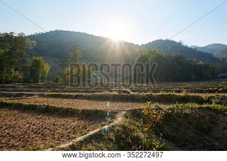 Pai, Thailand - February.05.2020: - Beautiful Scenic View From Pai Bamboo Bridge Boon Ko Ku So In Pa