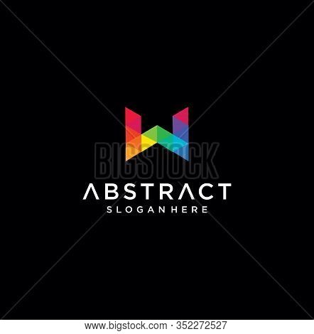 Letter W Tech Logo . Letter W Logo Polygonal Style Stock Vector . Letter W Logo Icon Mosaic Pattern 