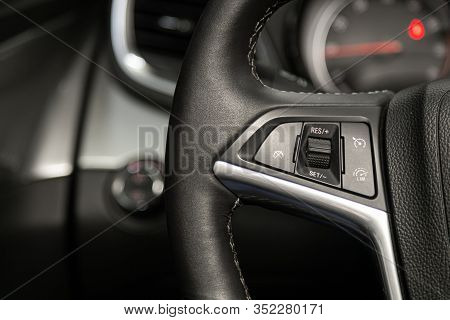 Novosibirsk, Russia - January 11, 2020:   Opel Mokka, New Black Steering Wheel With Multifunction Bu