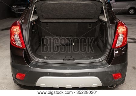 Novosibirsk, Russia - January 11, 2020:   Opel Mokka, Rear View Of A Car With An Open Trunk