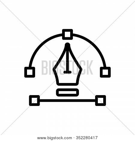 Black Line Icon For Vector Pen-tool Anchor Curve Point Draw