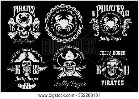 Pirates Design Elements - Vector Set On Black