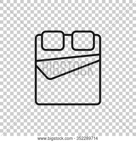 Bed Icon In Flat Style. Bedroom Sign Vector Illustration On White Isolated Background. Bedstead Busi