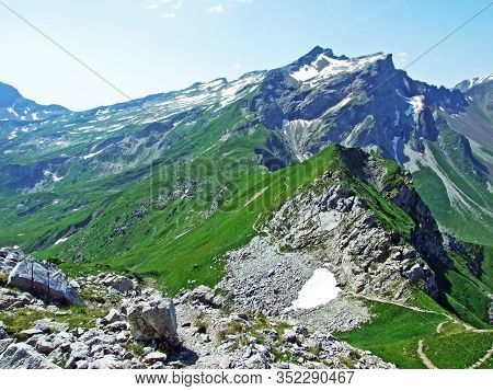 View Of The Ratikon Border Alpine Mountain Massif Or Rätikon Grenzmassiv (oder Raetikon) From Liecht