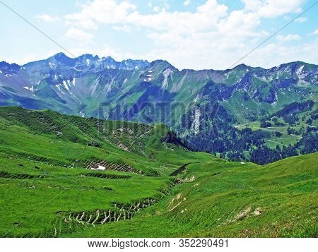 View Of The Ratikon Border Alpine Mountain Massif Or Rätikon Grenzmassiv (oder Raetikon) From Liecht
