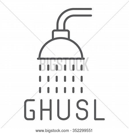 Islamic Ghusl Thin Line Icon, Ramadan And Religion, Shower Sign, Vector Graphics, A Linear Pattern O