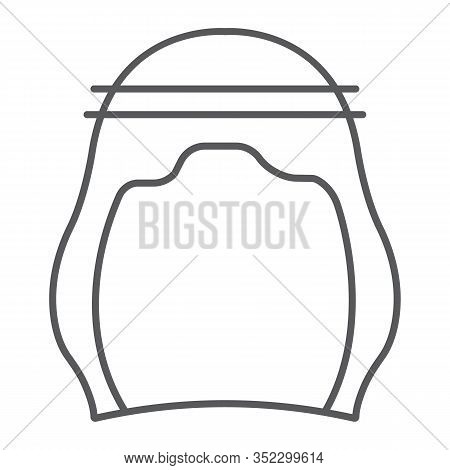 Keffiyeh Thin Line Icon, Ramadan And Islam, Muslim Hat Sign, Vector Graphics, A Linear Pattern On A 