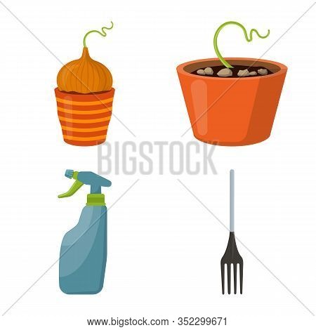 Vector Design Of Garden And Horticulture Sign. Set Of Garden And Landscaping Stock Symbol For Web.