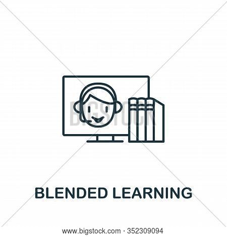 Blended Learning Icon From E-learning Collection. Simple Line Element Blended Learning Symbol For Te