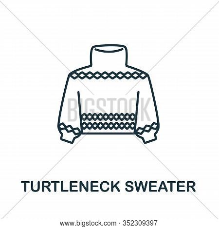 Turtleneck Sweater Icon From Winter Collection. Simple Line Element Turtleneck Sweater For Templates