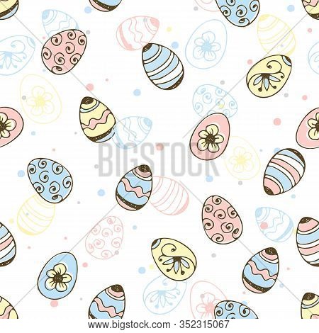 Seamless Pattern With Easter Eggs. Vector Illustration.