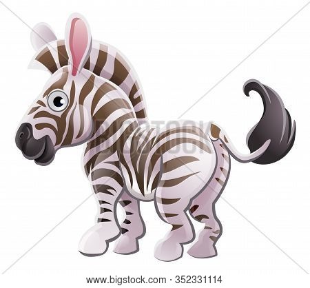 A Cute Zebra Animal Cartoon Character Mascot
