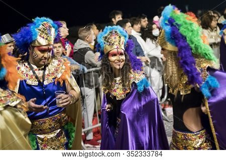 People At Last Day Of Sitges Carnival. Burial Carnestoltes - 