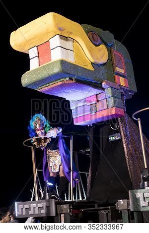 People At Last Day Of Sitges Carnival. Burial Carnestoltes - 