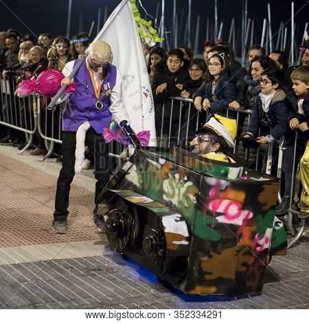 People At Last Day Of Sitges Carnival. Burial Carnestoltes - 