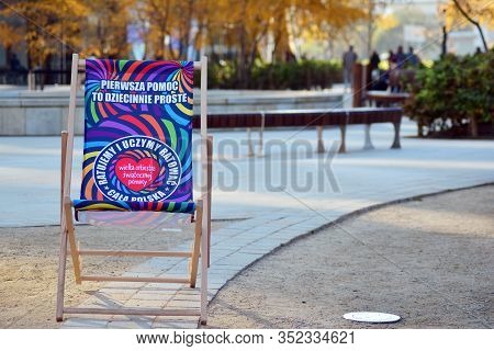 Warsaw, Poland. 16 October 2018. European Square. Red Heart, A Symbol Of Social Charity. The Charity