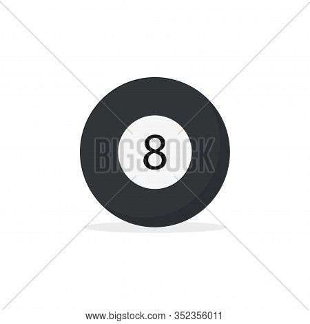 Illustration With Eigth Billiards Ball. Flat Vector