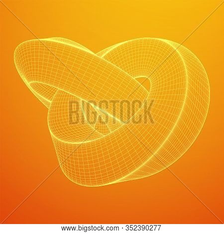 Mobius Strip Ring Knot Sacred Geometry. Spatial Figure With Upturned Surfaces. Optical Illusion With
