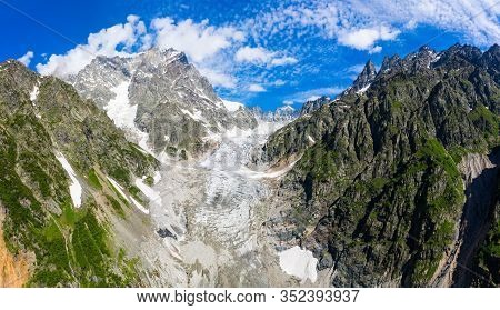 Caucasus Mountains On The Border Of Russia And Georgia. Chalaat Pass And Very Beautiful View Of The 