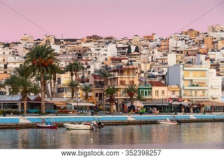 Sitia, Crete - January 23, 2020: Harbour In Sitia Town, Crete.