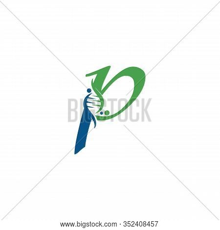 Letter P With Dna Logo Or Symbol Template Design Vector