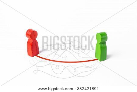 Two People Contact In Shortest Possible Way. Communication Skills, Ask Directly, Omit Formalities. M