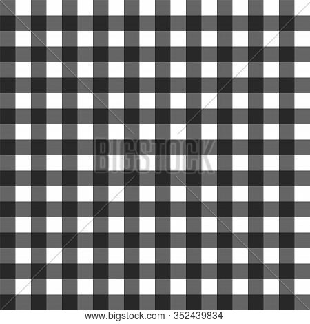 Black Gigham Pattern Vector Seamless Square Design Background. Abstract Tablecloth Black For Wallpap