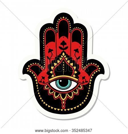 sticker of tattoo in traditional style of a hamza