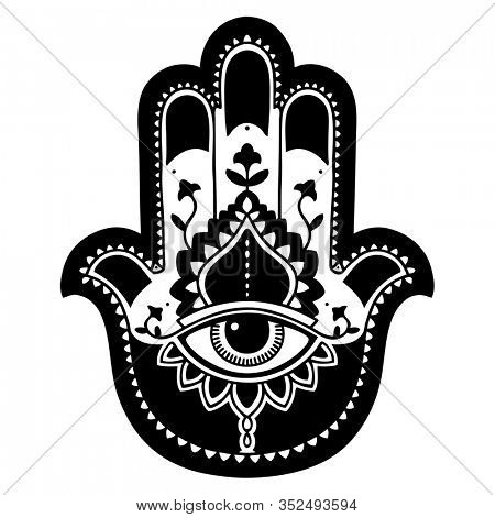 tattoo in black line style of a hamza