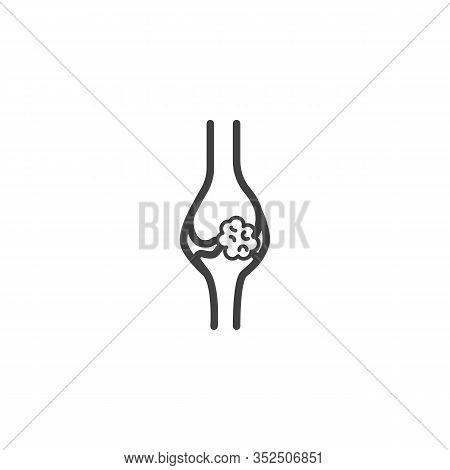 Osteogenic Sarcoma Line Icon. Bone With Tumor Linear Style Sign For Mobile Concept And Web Design. K