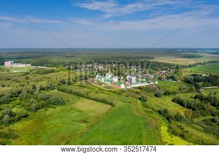 Aerial View Over The Surroundings Nikolo-peshnoshsky Monastery On A Summer Day