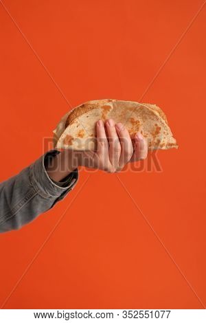 National Food Concept. Mexican National Food Tacos Or Tatar National Food - Kystyby In Hand On An Or