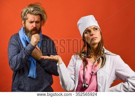 Bad News. Virus Screening. Coronavirus Epidemic From China. At The Hospital. Doctor Examining Patien