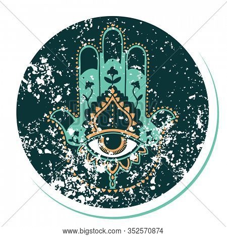 iconic distressed sticker tattoo style image of a hamza
