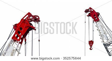 Construction Crane For Heavy Lifting Isolated On White Background. Construction Industry. Crane For 
