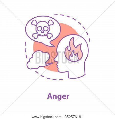Anger Concept Icon. Wrath. Stress Idea Thin Line Illustration. Furious Person. Vector Isolated Outli