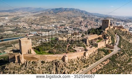 Castle Of Lorca On A Sunny Day. Aerial View