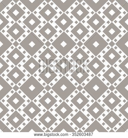 Abstract Tile Ornament. Geometric Square Shape Seamless Pattern. Geometrical Ornamental Backgrop.