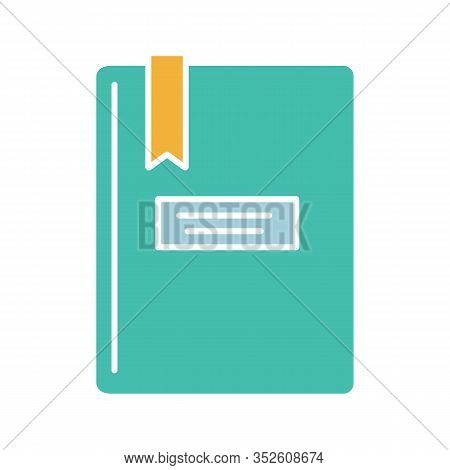 Book With Bookmark Glyph Color Icon. Silhouette Symbol On White Background With No Outline. Taking N