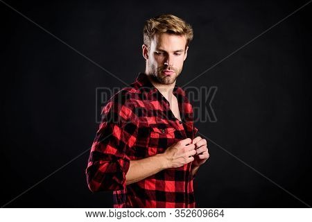 Hipster Black Background. Exhibit Masculine Traits. Standards Of Manliness Or Masculinity. Manliness