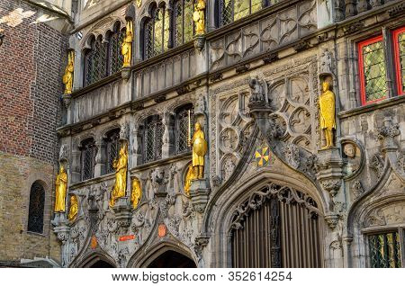 Bruges, Flanders, Belgium. August 2019. Burg Square Is One Of The Most Important. The Splendid Town