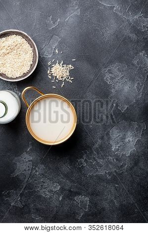 Makgeolli Rice Wine Is One Of The Oldest Korean Traditional Fermented Alcoholic Drinks On Dark Backg