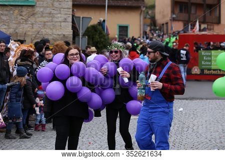 Laudenbach, Main-tauber-kreis, Germany - February 23, 2020: The Carnival Of Laudenbach
