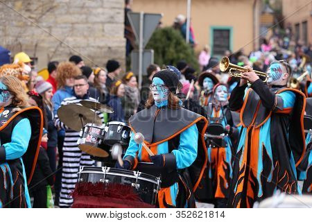 Laudenbach, Main-tauber-kreis, Germany - February 23, 2020: The Carnival Of Laudenbach